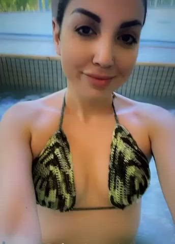 latina ponytail pool gif