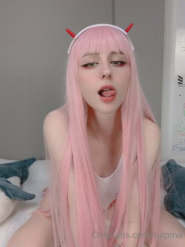 ahegao cosplay strip gif