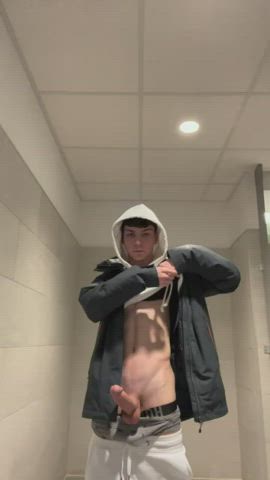 BWC Body Amateur Big Dick Thick Cock Public Bathroom Selfie gif