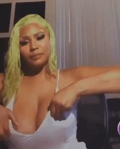 big tits boobs celebrity ebony fake boobs fake tits nicki minaj tits gif