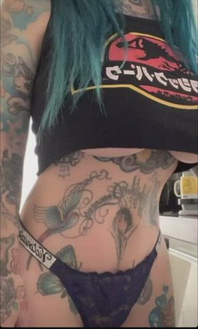big ass big tits blue boobs booty tattoo tits underwear gif
