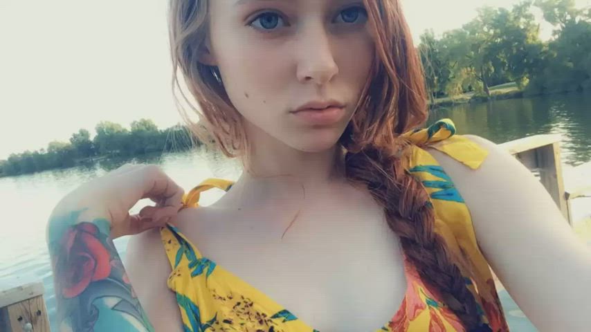 Outdoor Redhead Strip gif