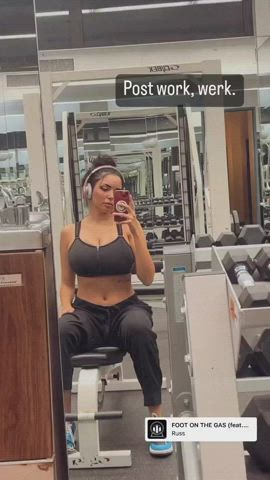 big tits busty cleavage fitness gym huge tits iranian natural tits persian gif