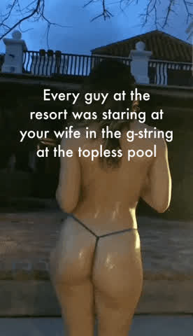 bikini caption cuckold pool gif