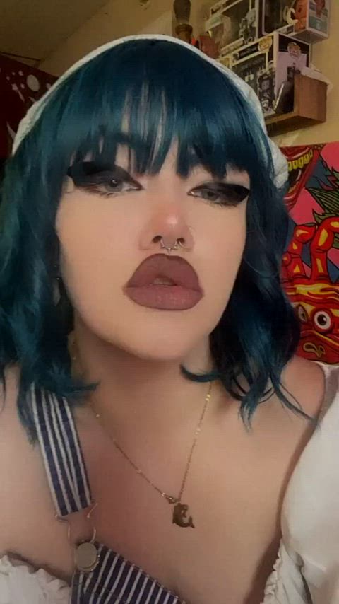 ahegao cute lipstick fetish pretty lips-and-tongue gif