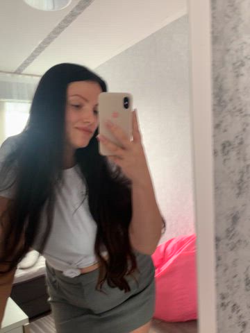 brunette clothed cute homemade milf mirror model mom onlyfans selfie gif