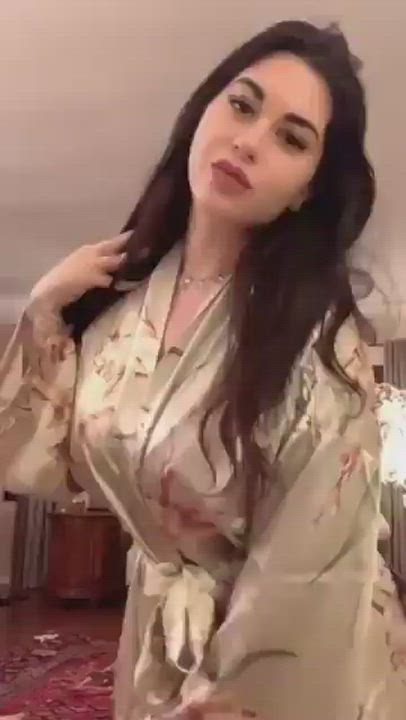 Big Tits Clothed Naked Robe gif