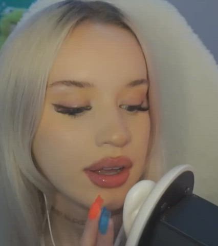 asmr blonde tongue fetish tribute gif