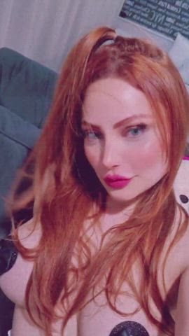 Blue Eyes Lesbian Redhead gif