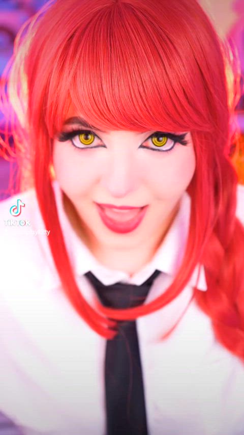 anime cosplay costume dancing demon hentai redhead sexy tiktok gif
