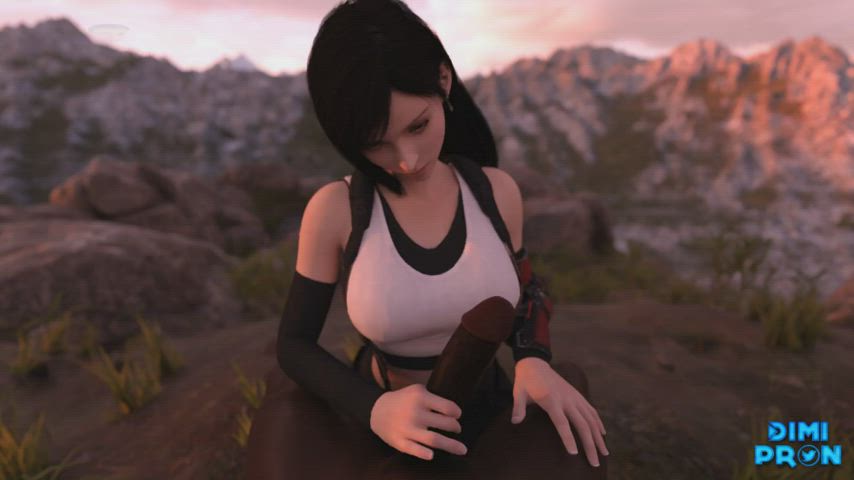 Animation Fantasy Handjob Outdoor Tifa Lockhart gif