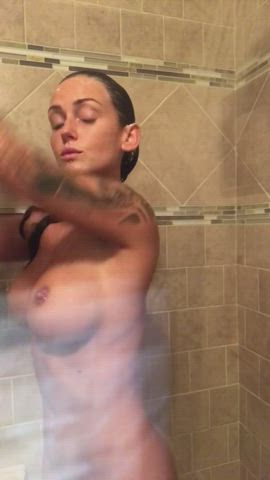 big tits onlyfans shaved pussy shower thick gif