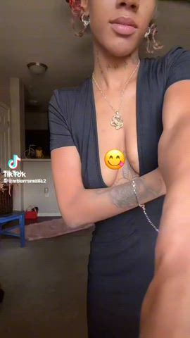 ebony nipple nipples nipslip tits gif