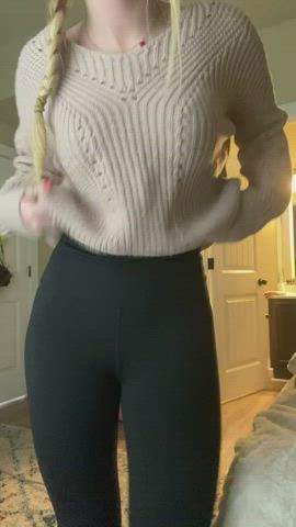 booty college leggings student tits gif