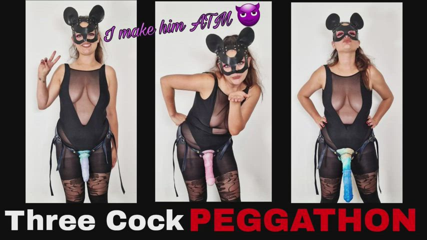 Epic 3-in-1 huge dildo peggathon! Now uploaded to my OnlyFans!