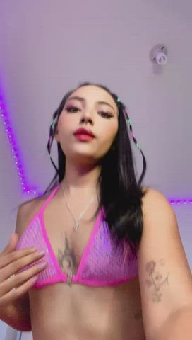 camgirl latina naked natural tits nipples pussy small tits tattoo wet pussy gif