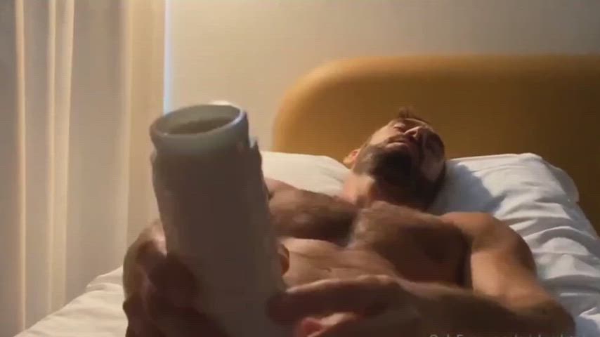 daddy fleshlight gay hairy chest hairy cock handjob gif