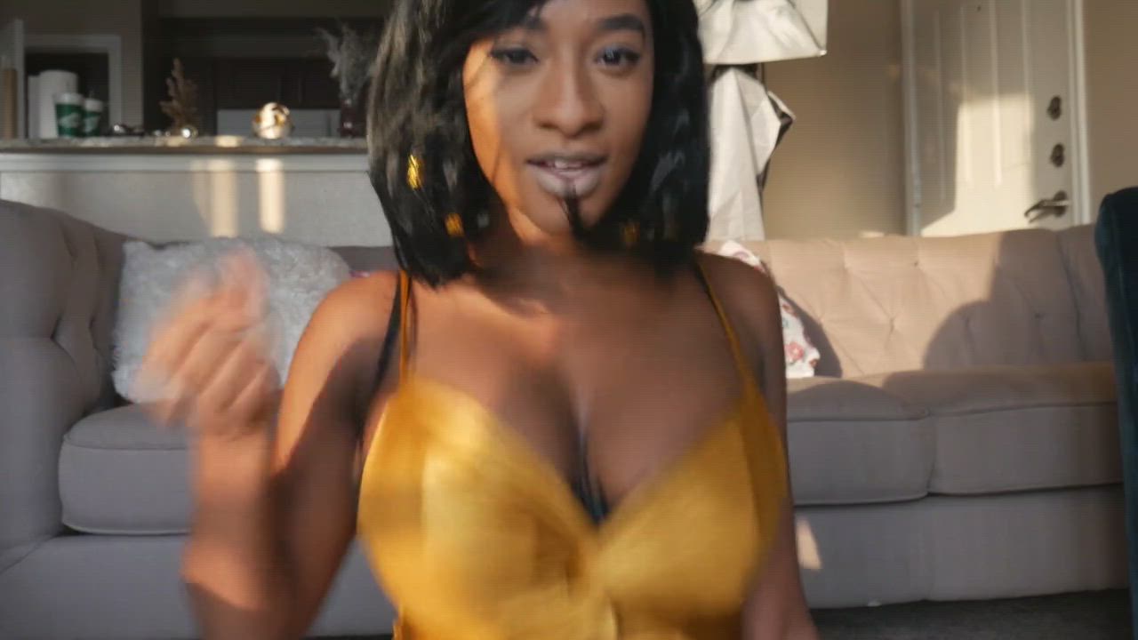 ASMR Bouncing Tits Ebony JOI gif