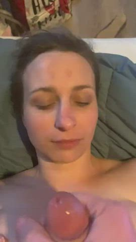 Amateur Blonde Cum Cumshot Facial Homemade gif