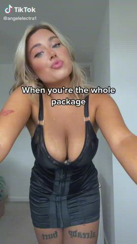 amateur big ass big tits blonde cleavage dress homemade tiktok gif