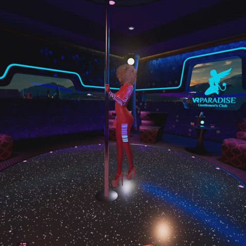 animation big tits boobs ebony pole dance rule34 tattoo vr gif