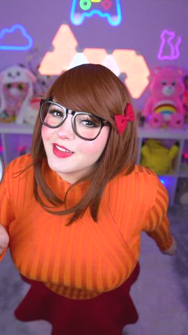 Big Tits Clothed Cosplay Costume Geek Glasses Innocent Nerd TikTok gif