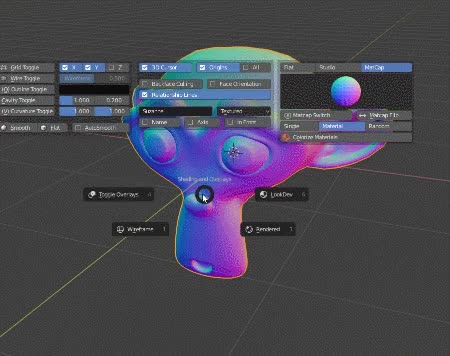 Blender 2.8 matcaps (with Machin3 tools pie menu addon)