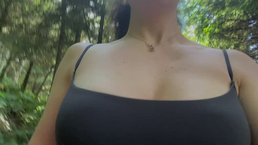 Bodysuit Boobs Bouncing Bouncing Tits Cleavage Outdoor Public Spandex Tits gif