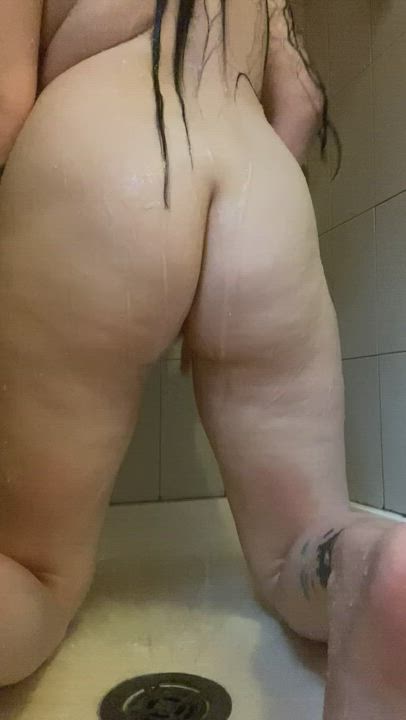 Big Ass Fake Tits Glasses MILF Shower gif