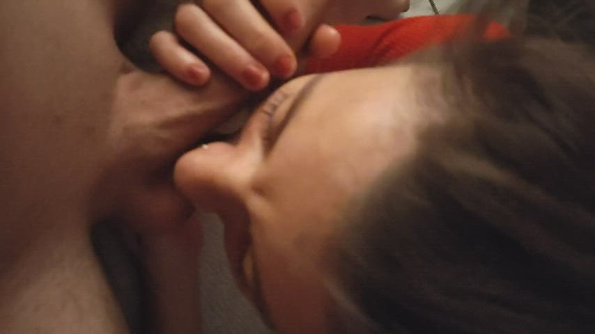 amateur balls balls sucking blowjob couple real-couples gif