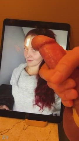 babe cumshot cute facial jerk off masturbating redhead gif