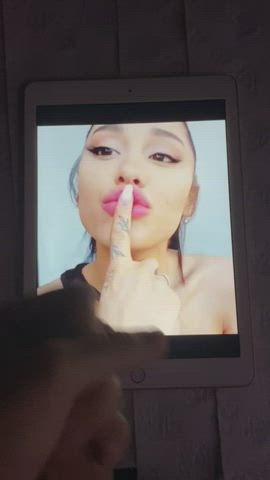 ariana grande celebrity cumshot tribbing tribute gif