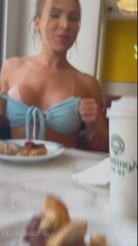 nipple piercing public tits gif