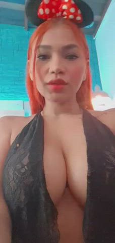 Big Tits Boobs Curvy Redhead gif