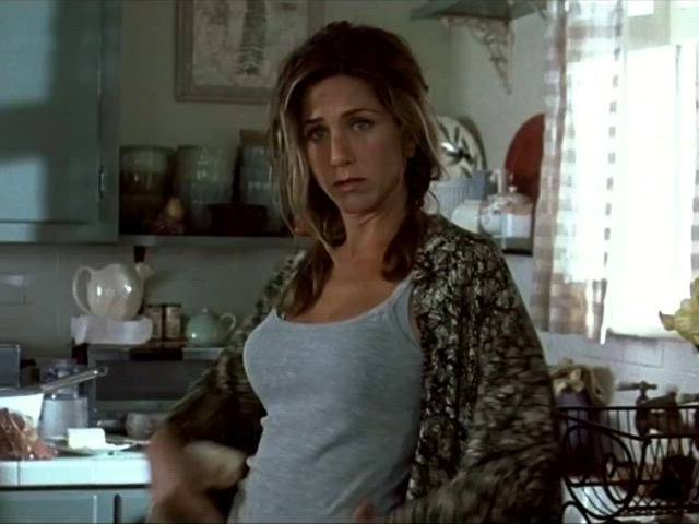 brunette cleavage jennifer aniston gif