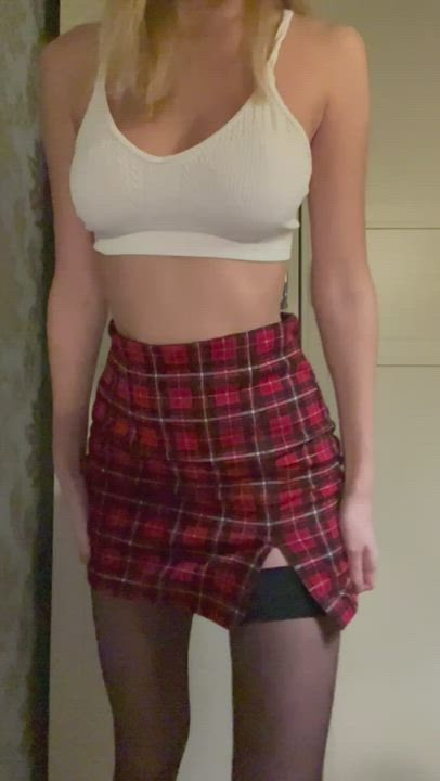 19 Years Old Skirt Tease gif