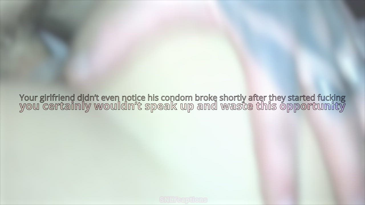 Caption Condom Creampie Cuckold Girlfriend Hotwife Sharing gif