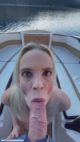 amateur blowjob boat cum cumshot deepthroat facial outdoor public gif