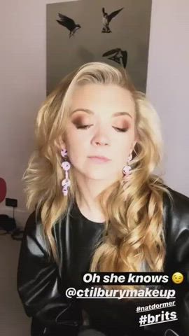 Blonde Caption Celebrity Leather Natalie Dormer gif