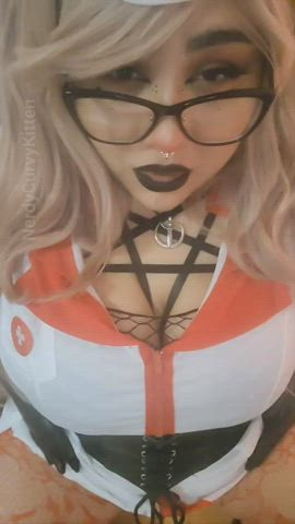 New 10 minute goth nurse bimbo video :3 LOTS of cum lube on my tits. It's rad. Only