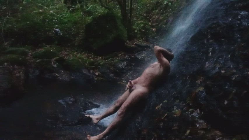 erection male masturbation nudist outdoor wet gif
