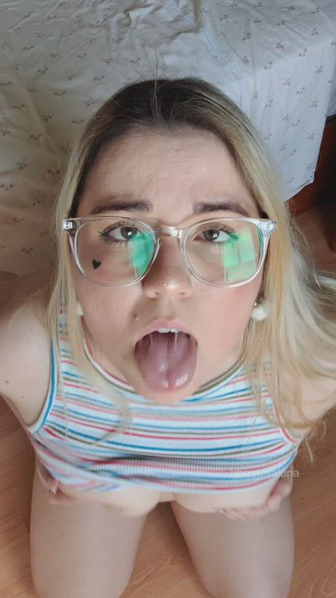ahegao submissive tits spit saliva tongue fetish tongue r/ddlg gif