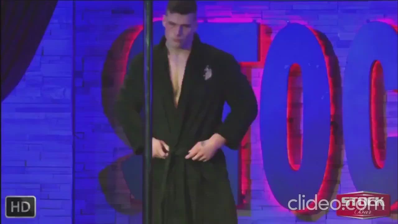 Cock Gay Pole Dance Robe Shaved Stripper gif