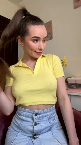 big tits teasing underboob gif