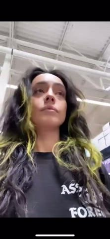 exhibitionist flashing grocery store petite pierced gif