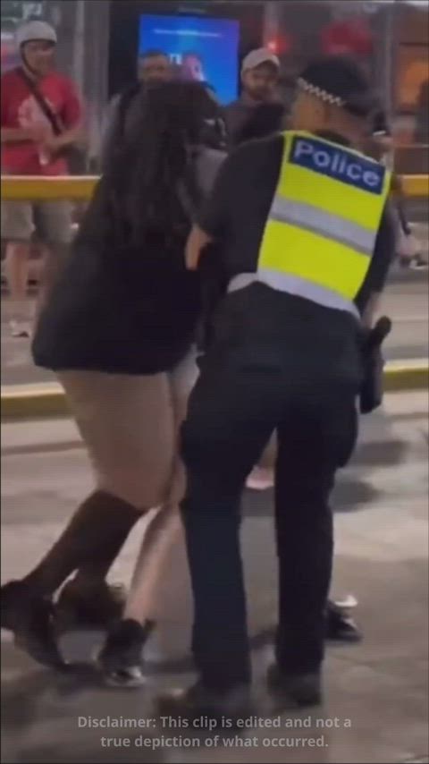 Resisting arrest. I'll let you imagine what happens next. Edited clip, not a real