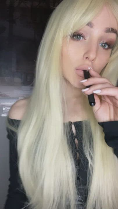 Cute Girlfriend Sensual Smoking Tease gif