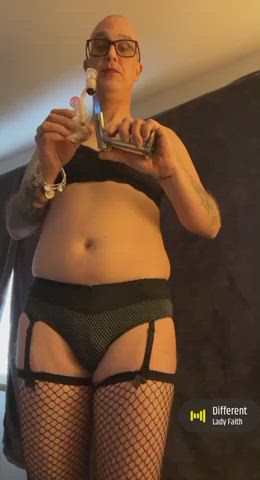 Femboy Fishnet Smoking gif