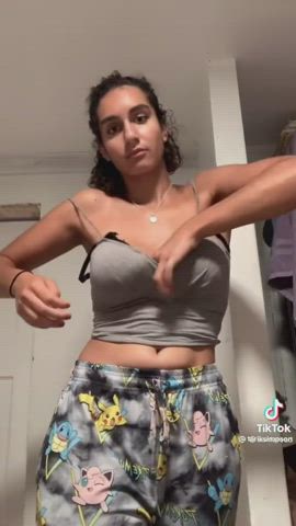 Braless Nipple Piercing Pokies gif