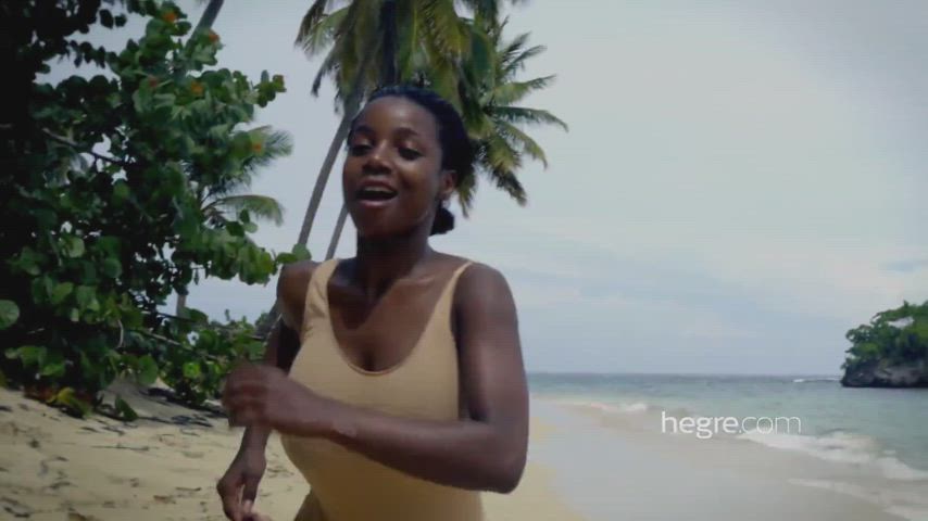 beach ebony huge tits gif